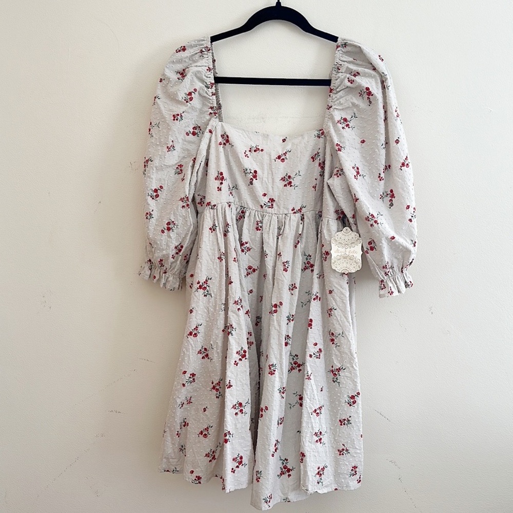 Altar'd State White Dress with Red Floral Print